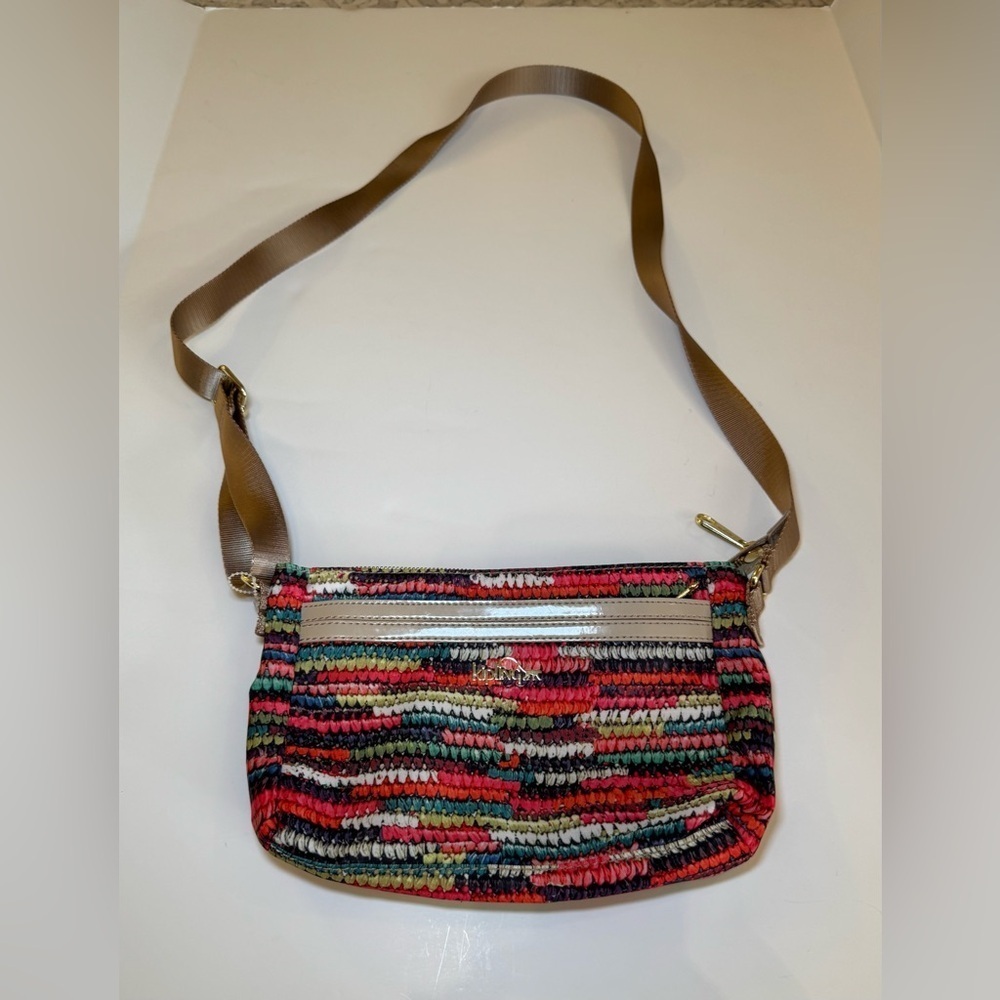 Kipling Colorful Basket Weave Woven Crossbody Bag